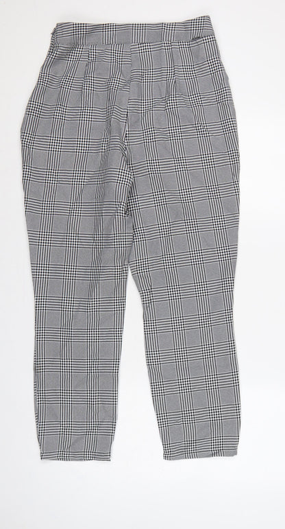 boohoo Women’s Grey Check High Rise Skinny Trousers UK 12