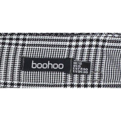boohoo Women’s Grey Check High Rise Skinny Trousers UK 12