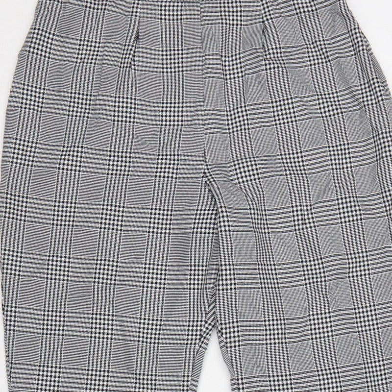 boohoo Women’s Grey Check High Rise Skinny Trousers UK 12