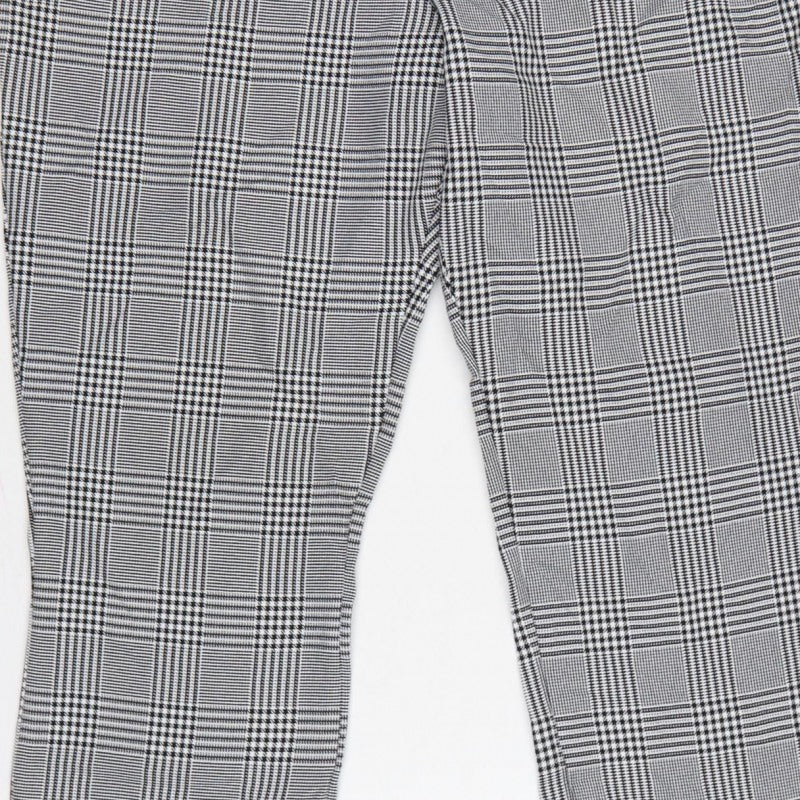 boohoo Women’s Grey Check High Rise Skinny Trousers UK 12
