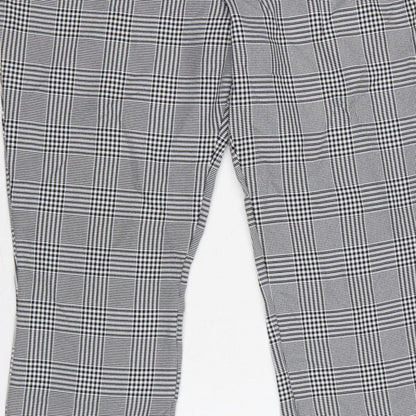 boohoo Women’s Grey Check High Rise Skinny Trousers UK 12