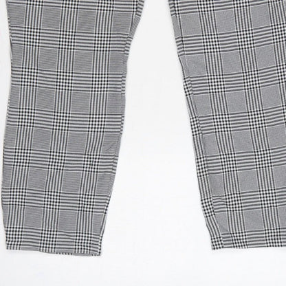 boohoo Women’s Grey Check High Rise Skinny Trousers UK 12