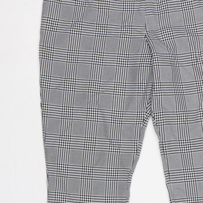 boohoo Women’s Grey Check High Rise Skinny Trousers UK 12