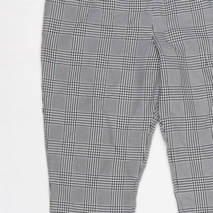 boohoo Women’s Grey Check High Rise Skinny Trousers UK 12