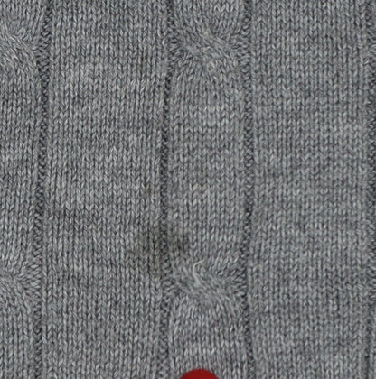 Marks and Spencer Men Grey XL Cable Knit Cotton V-Neck Vest Jumper