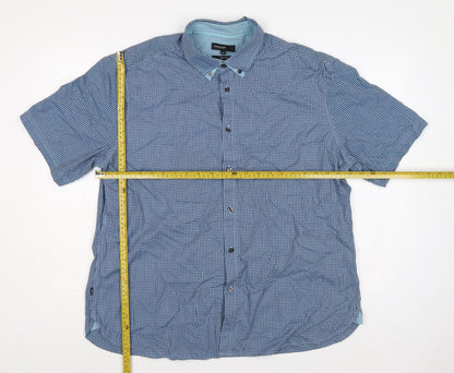 M&S Autograph Men’s Blue Check Slim Fit 2XL Short Sleeve Shirt