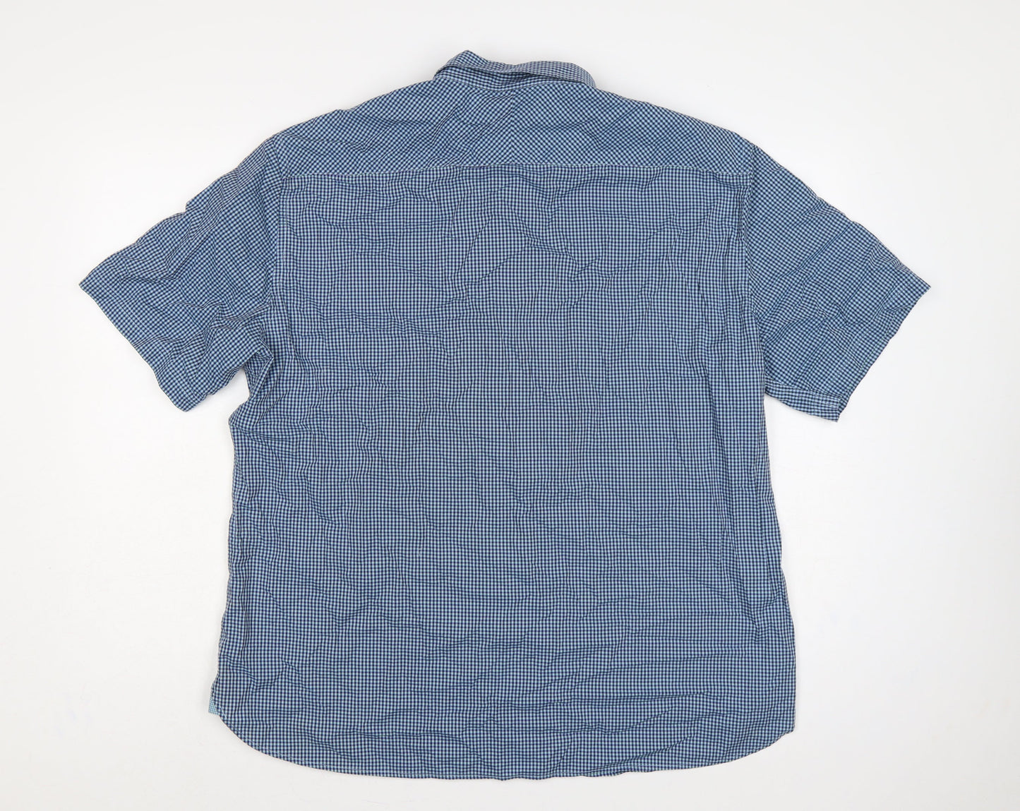 M&S Autograph Men’s Blue Check Slim Fit 2XL Short Sleeve Shirt