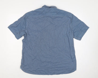 M&S Autograph Men’s Blue Check Slim Fit 2XL Short Sleeve Shirt