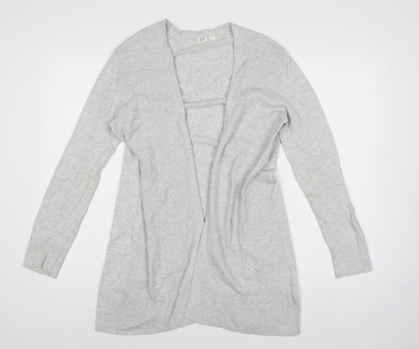 GAP Men Grey Cotton Open Knit Longline Cardigan Size M