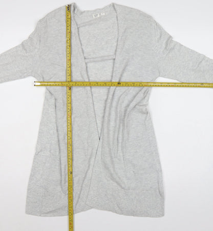 GAP Men Grey Cotton Open Knit Longline Cardigan Size M