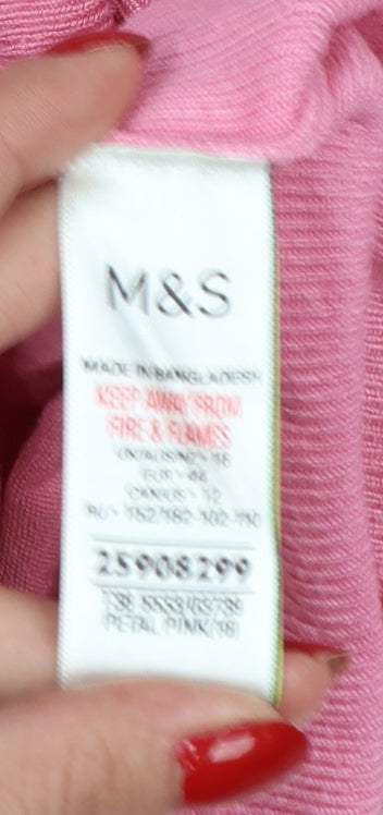 Marks and Spencer Women Pink Size 16 Balloon Sleeve Knit Jumper