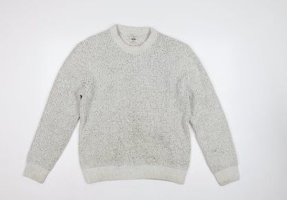 Next Men’s Ivory Fleck Knit Crew Neck Pullover Jumper Size S