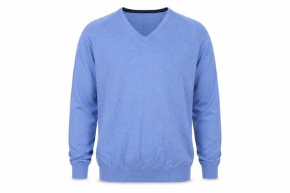 Austin Reed Men’s Blue XL Cotton Cashmere V-Neck Pullover Jumper