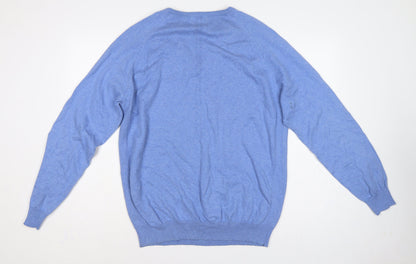 Austin Reed Men’s Blue XL Cotton Cashmere V-Neck Pullover Jumper
