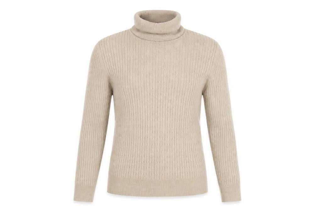 Stradivarius Women Beige M Ribbed Roll Neck Pullover Jumper