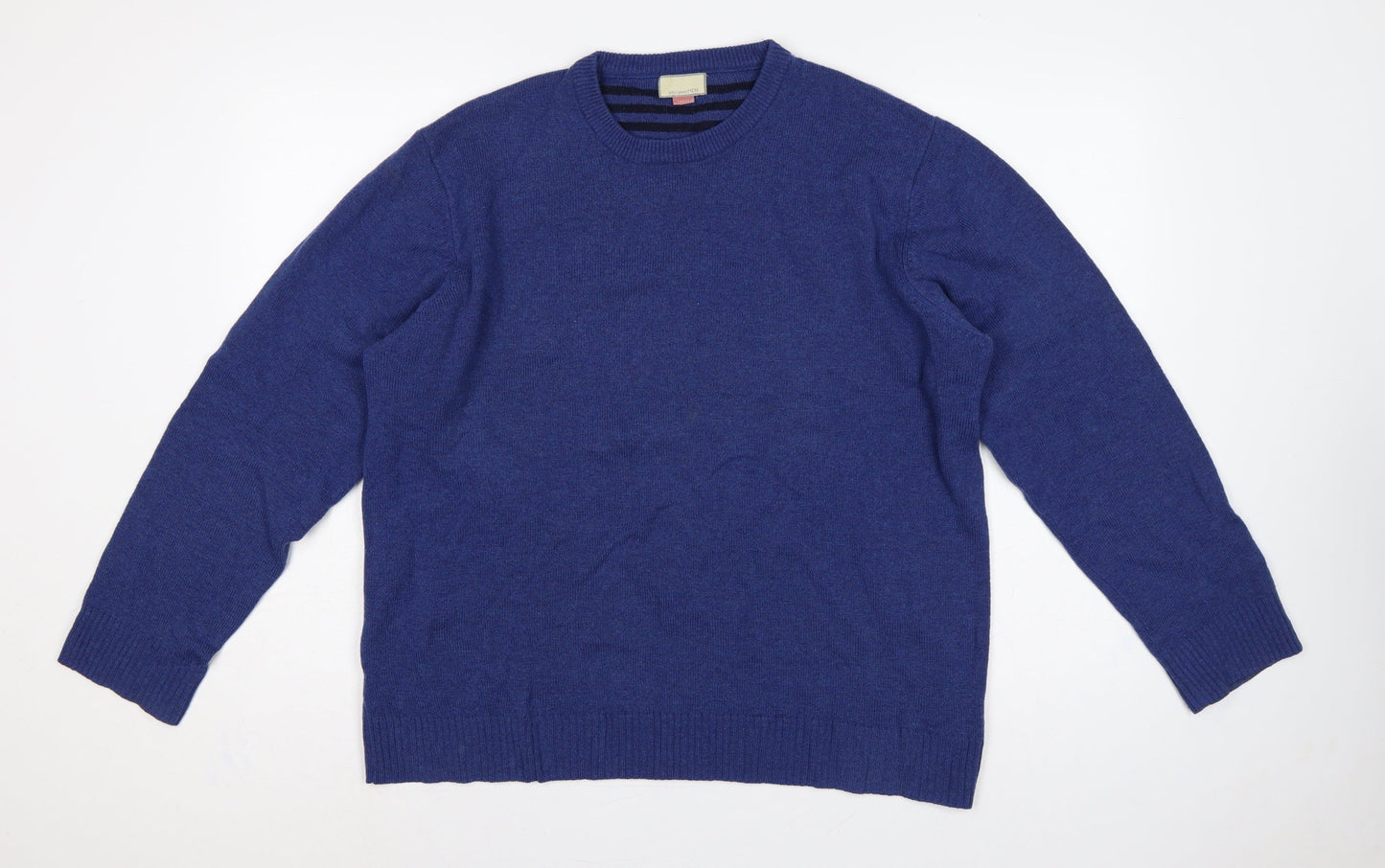 John Lewis Men Blue L Merino Cashmere Crew Neck Pullover Jumper