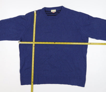 John Lewis Men Blue L Merino Cashmere Crew Neck Pullover Jumper