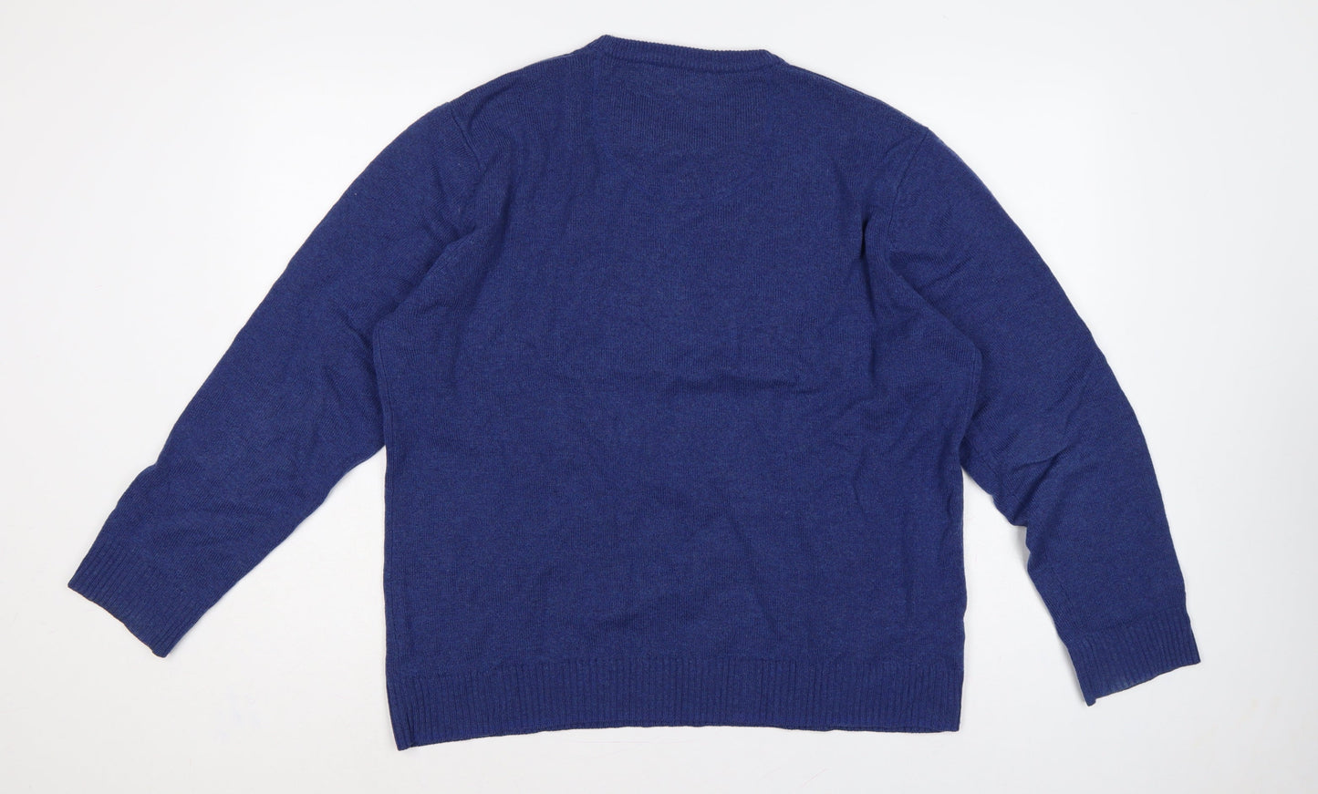 John Lewis Men Blue L Merino Cashmere Crew Neck Pullover Jumper