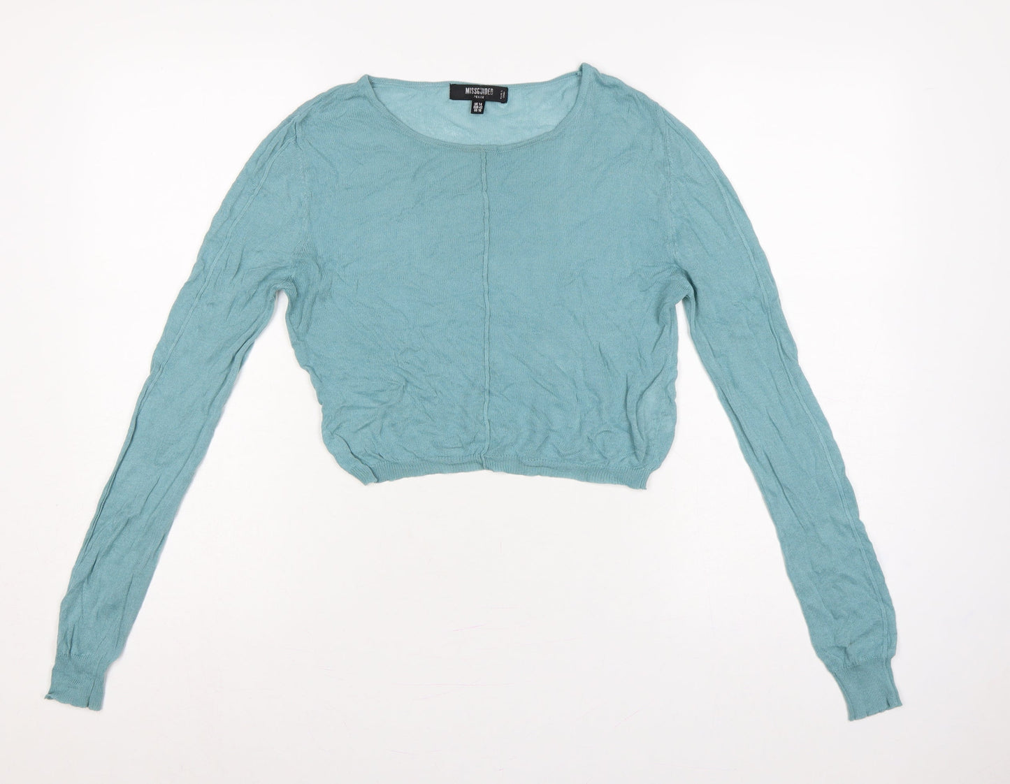 Missguided Petite Women’s Blue Scoop Neck Knit Pullover Jumper UK 14
