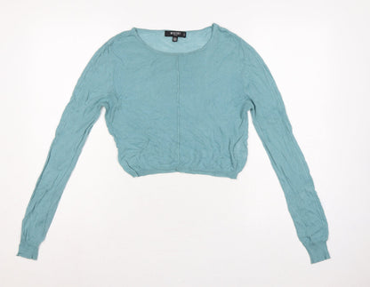 Missguided Petite Women’s Blue Scoop Neck Knit Pullover Jumper UK 14