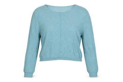 Front view of Missguided Petite Women’s Blue Scoop Neck Knit jumper UK 14
