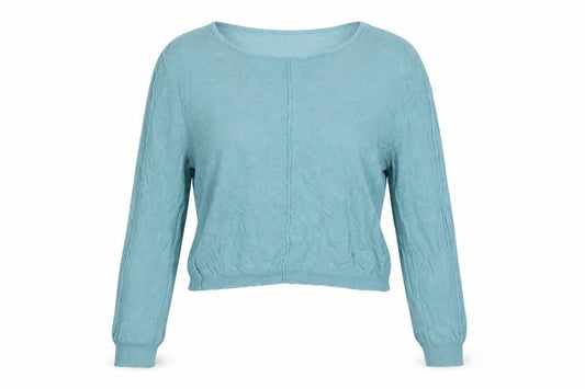 Front view of Missguided Petite Women’s Blue Scoop Neck Knit jumper UK 14