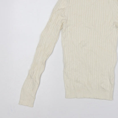 New Look Women’s Ivory Ribbed Roll Neck Jumper UK 8 Pullover