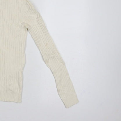 New Look Women’s Ivory Ribbed Roll Neck Jumper UK 8 Pullover