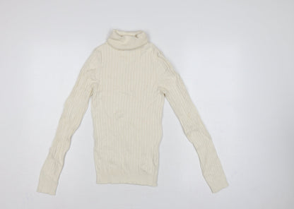 New Look Women’s Ivory Ribbed Roll Neck Jumper UK 8 Pullover