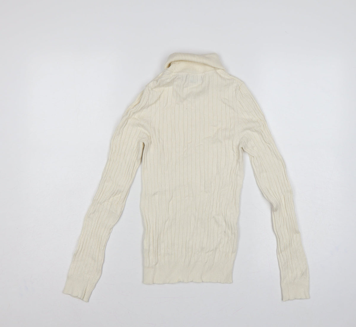 New Look Women’s Ivory Ribbed Roll Neck Jumper UK 8 Pullover
