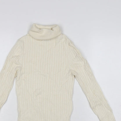 New Look Women’s Ivory Ribbed Roll Neck Jumper UK 8 Pullover