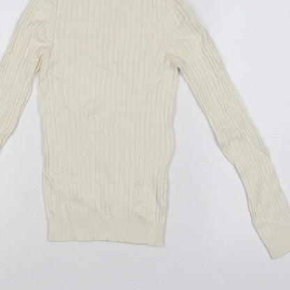 New Look Women’s Ivory Ribbed Roll Neck Jumper UK 8 Pullover