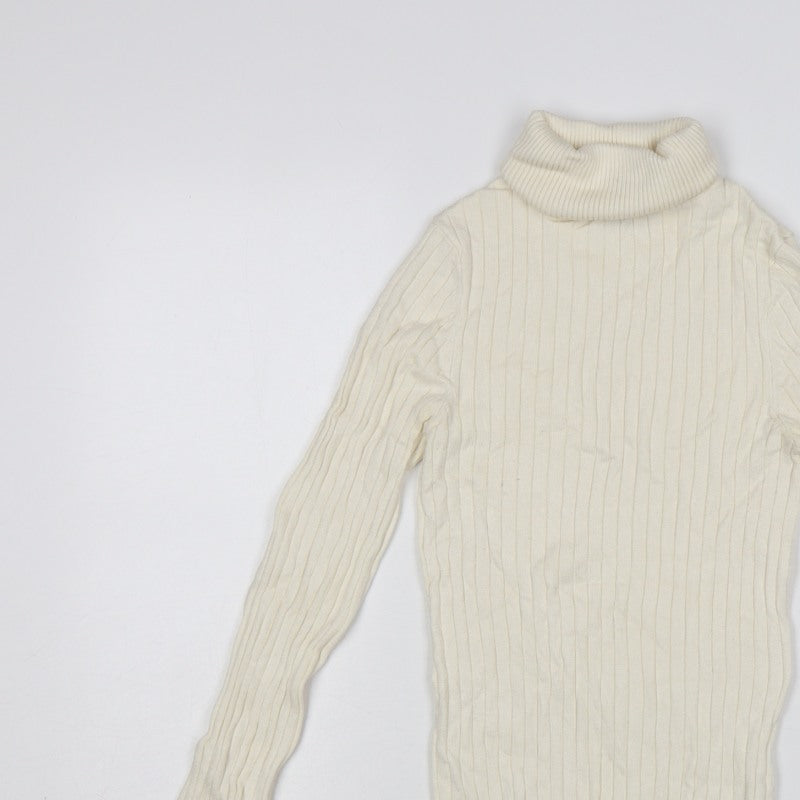 New Look Women’s Ivory Ribbed Roll Neck Jumper UK 8 Pullover