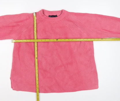 Marks & Spencer Women Pink L Chunky Knit Raglan Pullover Jumper