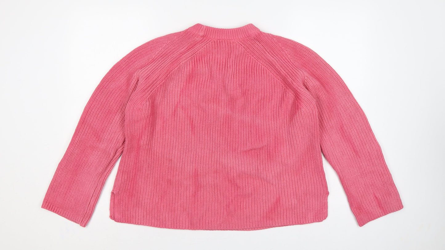 Marks & Spencer Women Pink L Chunky Knit Raglan Pullover Jumper
