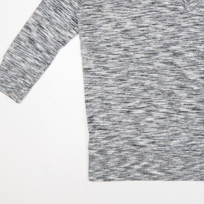 Next Women Grey Marled V-Neck Raglan Long Sleeve Knit Top L