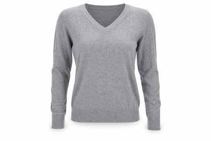 Zara Women Grey Size S V-Neck Fine Knit Long Sleeve Pullover Jumper