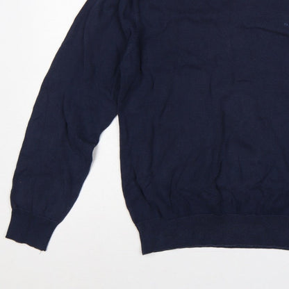 GANT Men’s Blue L Crew Neck Logo Knit Pullover Jumper