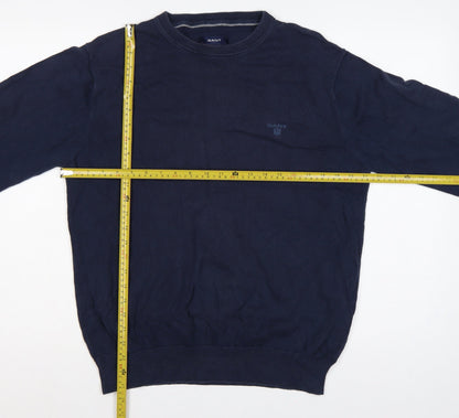 GANT Men’s Blue L Crew Neck Logo Knit Pullover Jumper