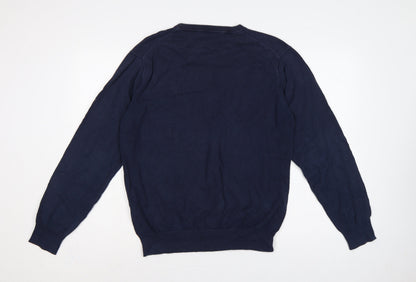 GANT Men’s Blue L Crew Neck Logo Knit Pullover Jumper