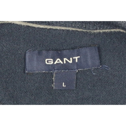 GANT Men’s Blue L Crew Neck Logo Knit Pullover Jumper