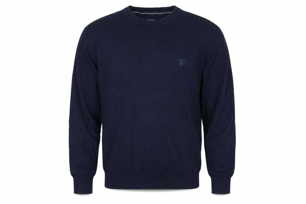 GANT Men’s Blue L Crew Neck Logo Knit Pullover Jumper