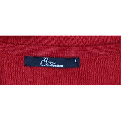 BM Collection Women’s Red S Floral Embroidered Beaded V-Neck Cardigan