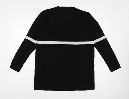 Wallis Women’s Black White Stripe Tunic Jumper UK 14 Long Sleeve Knit