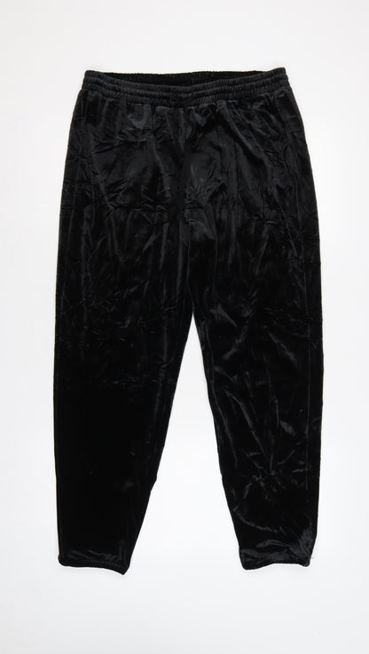 Gap Women Black M Velvet Jogger Trousers Elastic Waist Drawstring