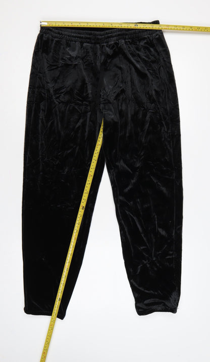 Gap Women Black M Velvet Jogger Trousers Elastic Waist Drawstring