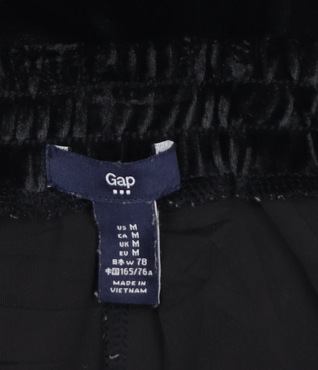 Gap Women Black M Velvet Jogger Trousers Elastic Waist Drawstring