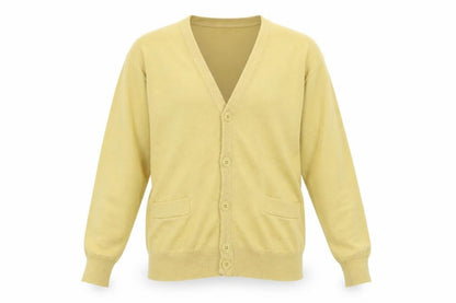 Franco Ponti Men's Yellow XL Merino Wool Blend V-Neck Cardigan