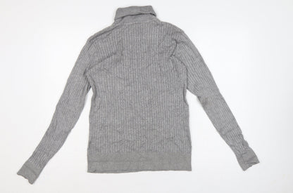 Feraud Men’s Grey Size S Ribbed Roll Neck Viscose Knit Pullover Jumper