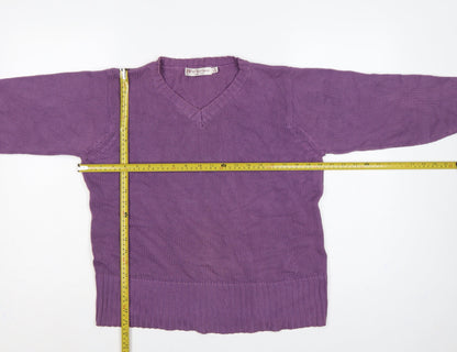 EWM Women’s Purple Cotton V-Neck Pullover Jumper Size 14